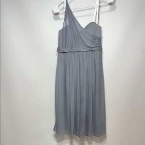 David's Bridal Gray One Shoulder Dress